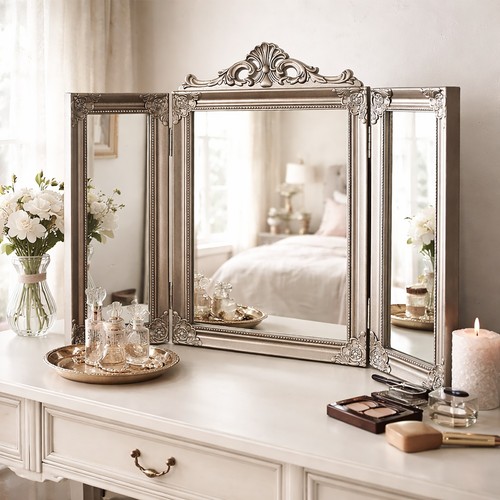 Large trifold vanity mirror - vanity,